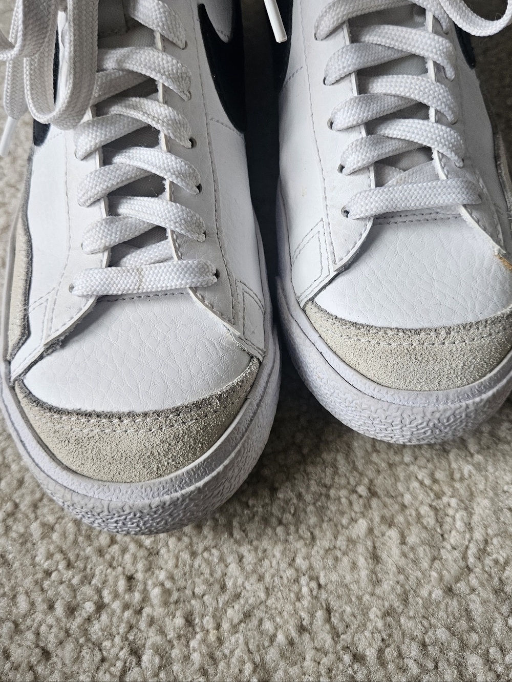 Nike Blazer Mid '77 Vintage Sneakers  High Tops White Black 5.5 Y or Womens 7 - Picture 3 of 10